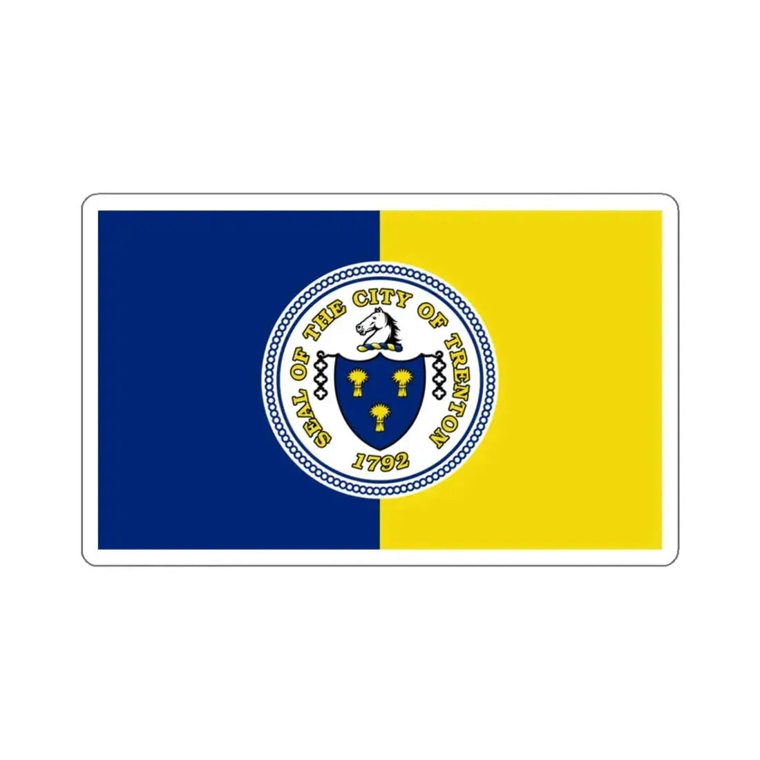 Flag of Trenton, New Jersey - STICKER Vinyl Kiss-Cut Decal 3 Inch White - The Sticker Space