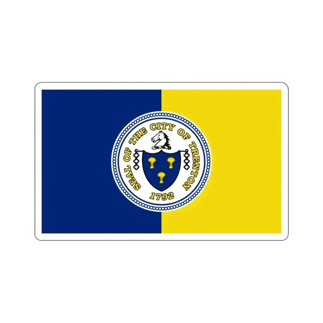 Flag of Trenton, New Jersey - STICKER Vinyl Kiss-Cut Decal 6 Inch White - The Sticker Space