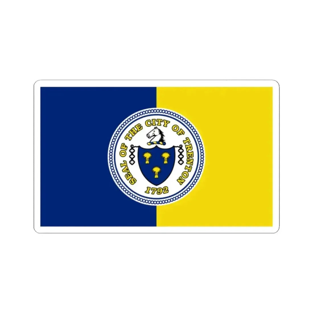 Flag of Trenton New Jersey (United States) STICKER Vinyl Kiss-Cut Decal 2 Inch White - The Sticker Space