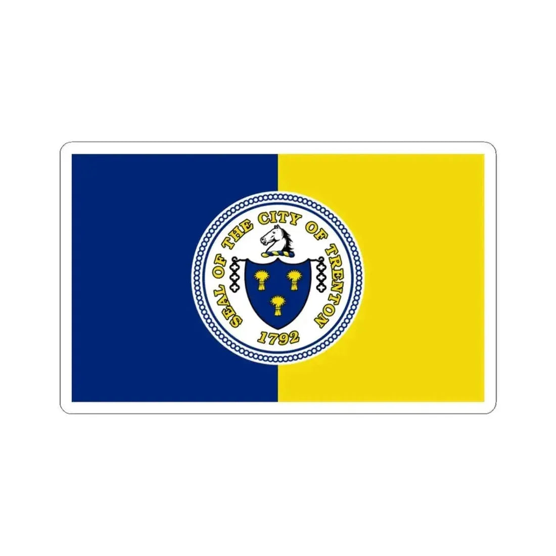 Flag of Trenton New Jersey (United States) STICKER Vinyl Kiss-Cut Decal 3 Inch White - The Sticker Space