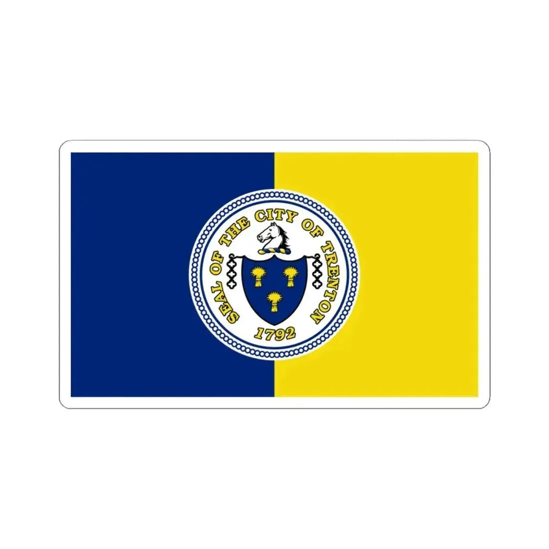 Flag of Trenton New Jersey (United States) STICKER Vinyl Kiss-Cut Decal 4 Inch White - The Sticker Space
