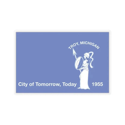 Flag of Troy, Michigan - STICKER Vinyl Kiss-Cut Decal 2 Inch Transparent - The Sticker Space