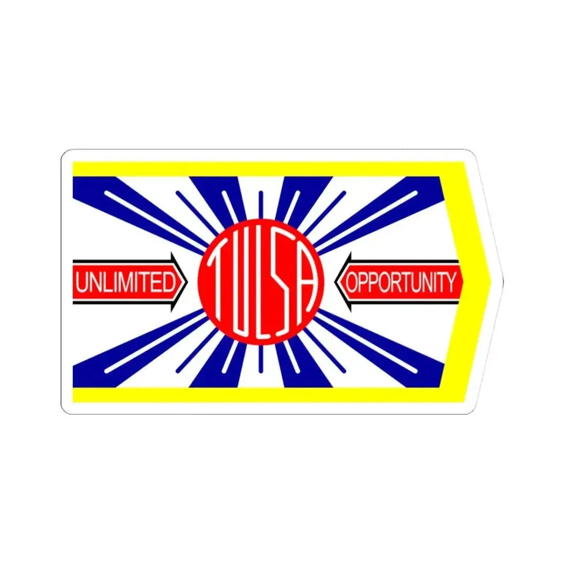 Flag of Tulsa 1924-1941 (United States) STICKER Vinyl Kiss-Cut Decal 3 Inch White - The Sticker Space