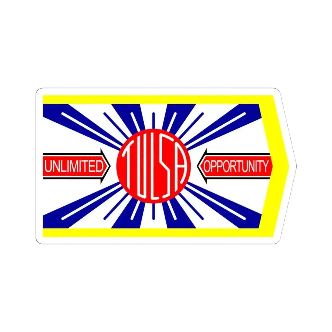 Flag of Tulsa 1924-1941 (United States) STICKER Vinyl Kiss-Cut Decal 4 Inch White - The Sticker Space