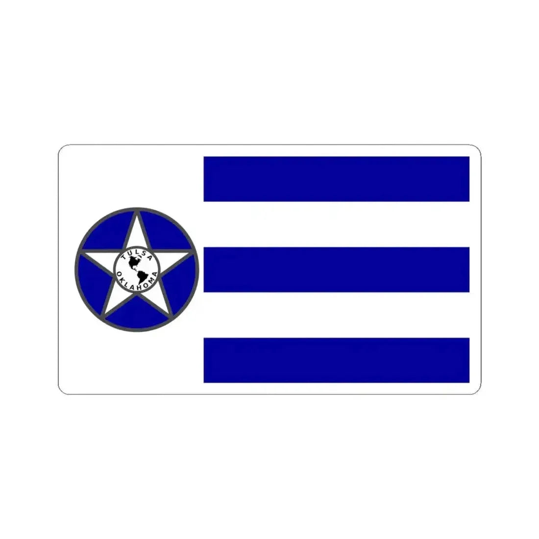 Flag of Tulsa 1941-1973 (United States) STICKER Vinyl Kiss-Cut Decal 4 Inch White - The Sticker Space