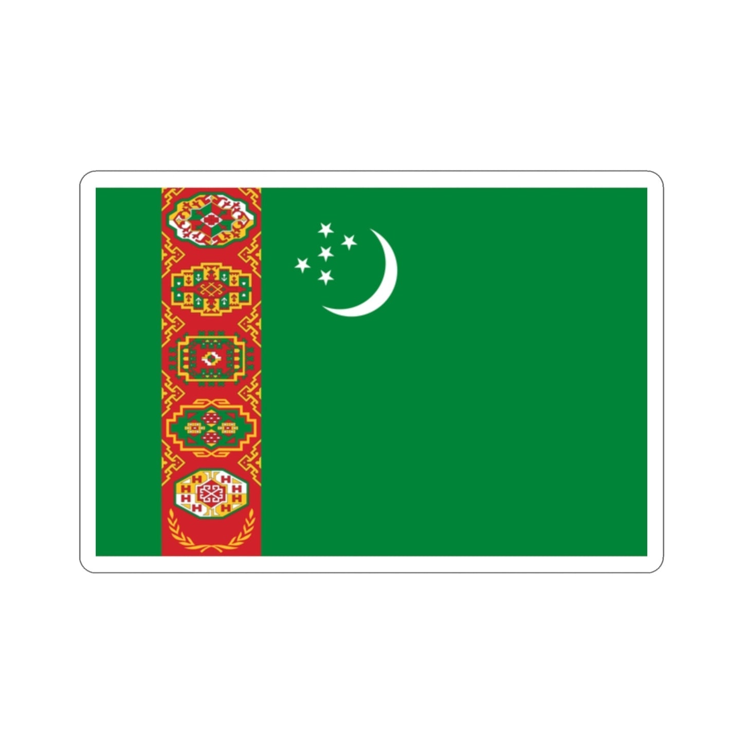 Flag of Turkmenistan STICKER Vinyl Die-Cut Decal-2 Inch-The Sticker Space