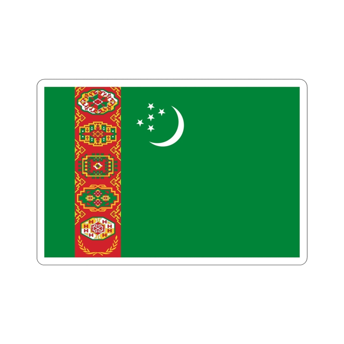 Flag of Turkmenistan STICKER Vinyl Die-Cut Decal-3 Inch-The Sticker Space