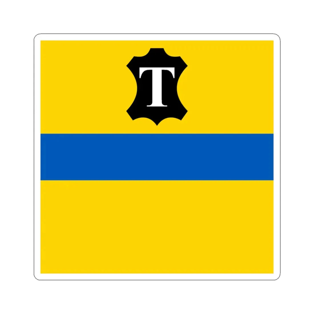 Flag of Tysmenytsia (Ukraine) STICKER Vinyl Kiss-Cut Decal 3 Inch White - The Sticker Space