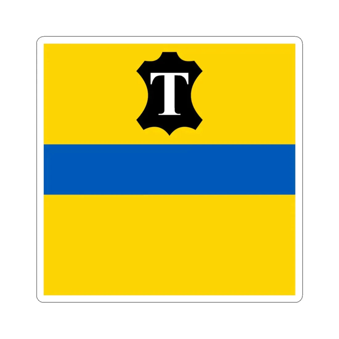 Flag of Tysmenytsia (Ukraine) STICKER Vinyl Kiss-Cut Decal 4 Inch White - The Sticker Space