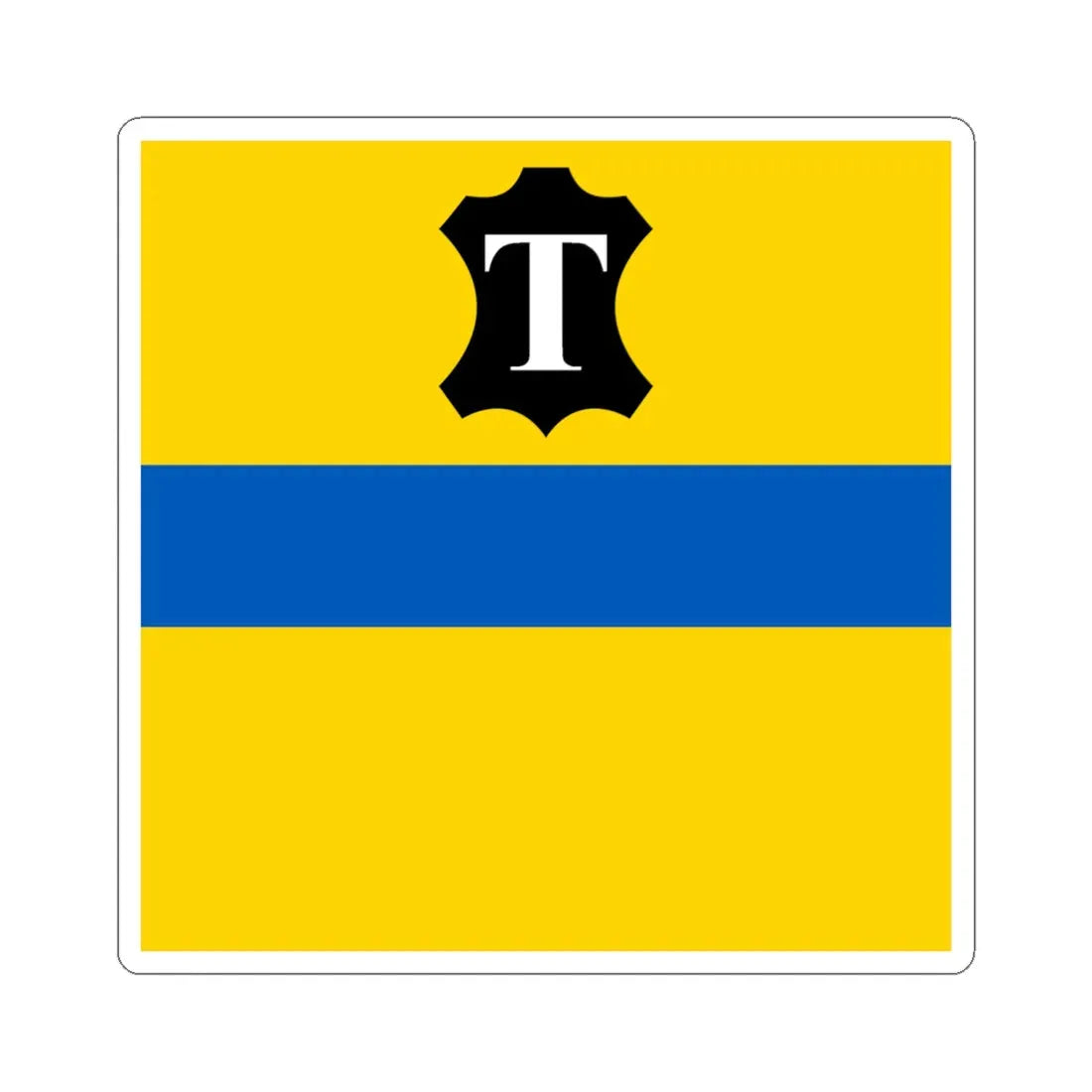 Flag of Tysmenytsia (Ukraine) STICKER Vinyl Kiss-Cut Decal 6 Inch White - The Sticker Space