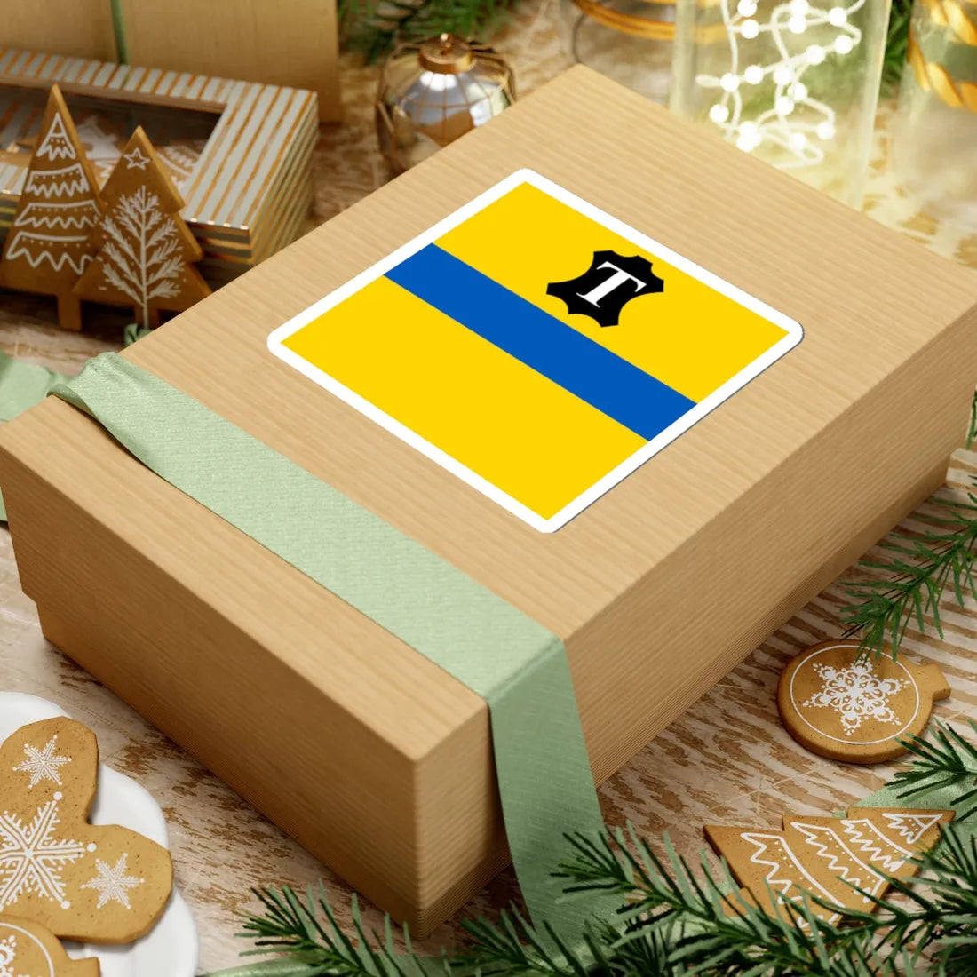 Flag of Tysmenytsia (Ukraine) STICKER Vinyl Kiss-Cut Decal - The Sticker Space