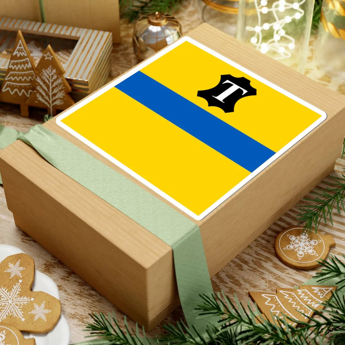 Flag of Tysmenytsia (Ukraine) STICKER Vinyl Kiss-Cut Decal - The Sticker Space