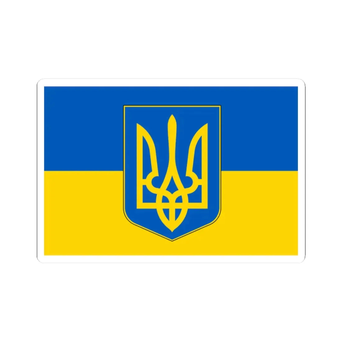 Flag of Ukraine with coat of arms (Ukraine) STICKER Vinyl Kiss-Cut Decal 2 Inch White - The Sticker Space