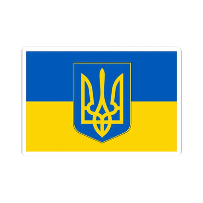 Flag of Ukraine with coat of arms (Ukraine) STICKER Vinyl Kiss-Cut Decal 2 Inch White - The Sticker Space