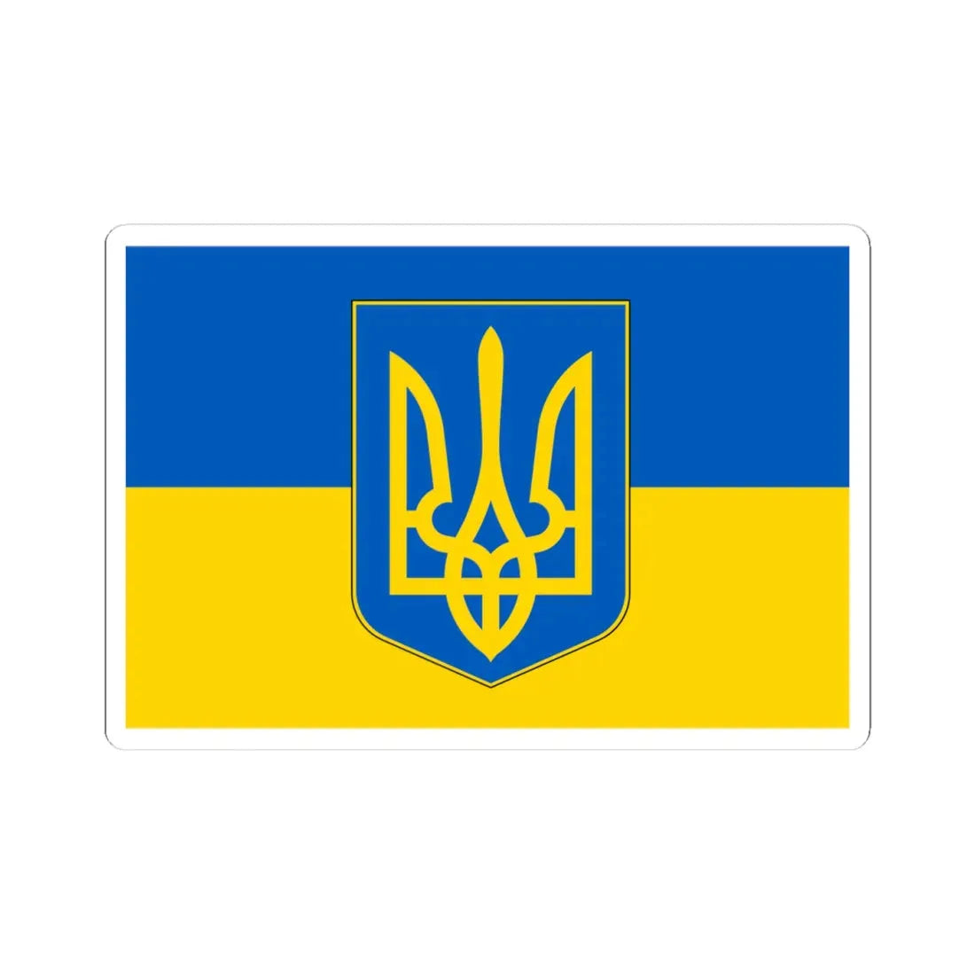 Flag of Ukraine with coat of arms (Ukraine) STICKER Vinyl Kiss-Cut Decal 4 Inch White - The Sticker Space