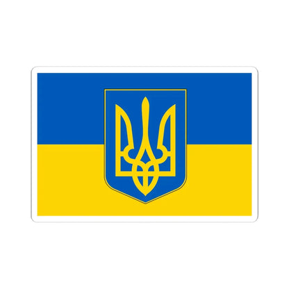 Flag of Ukraine with coat of arms (Ukraine) STICKER Vinyl Kiss-Cut Decal 6 Inch White - The Sticker Space