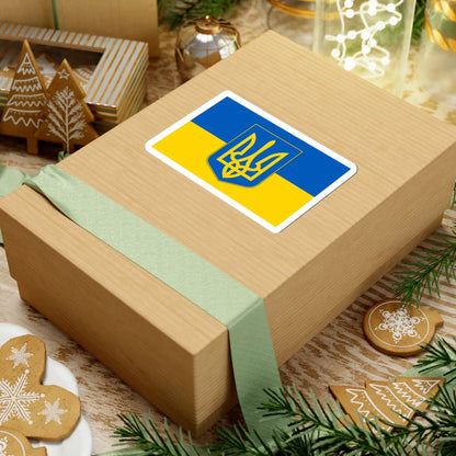 Flag of Ukraine with coat of arms (Ukraine) STICKER Vinyl Kiss-Cut Decal - The Sticker Space