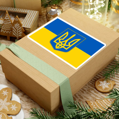 Flag of Ukraine with coat of arms (Ukraine) STICKER Vinyl Kiss-Cut Decal - The Sticker Space