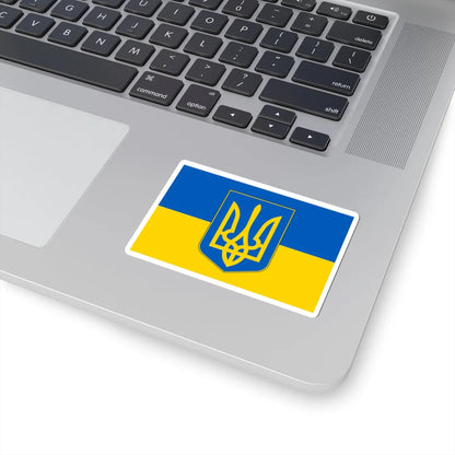 Flag of Ukraine with coat of arms (Ukraine) STICKER Vinyl Kiss-Cut Decal - The Sticker Space