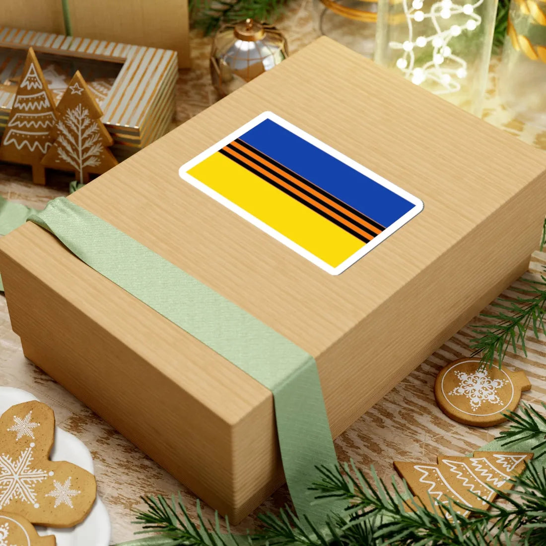 Flag of Ukraine with St. George Ribbon (Ukraine) STICKER Vinyl Kiss-Cut Decal - The Sticker Space