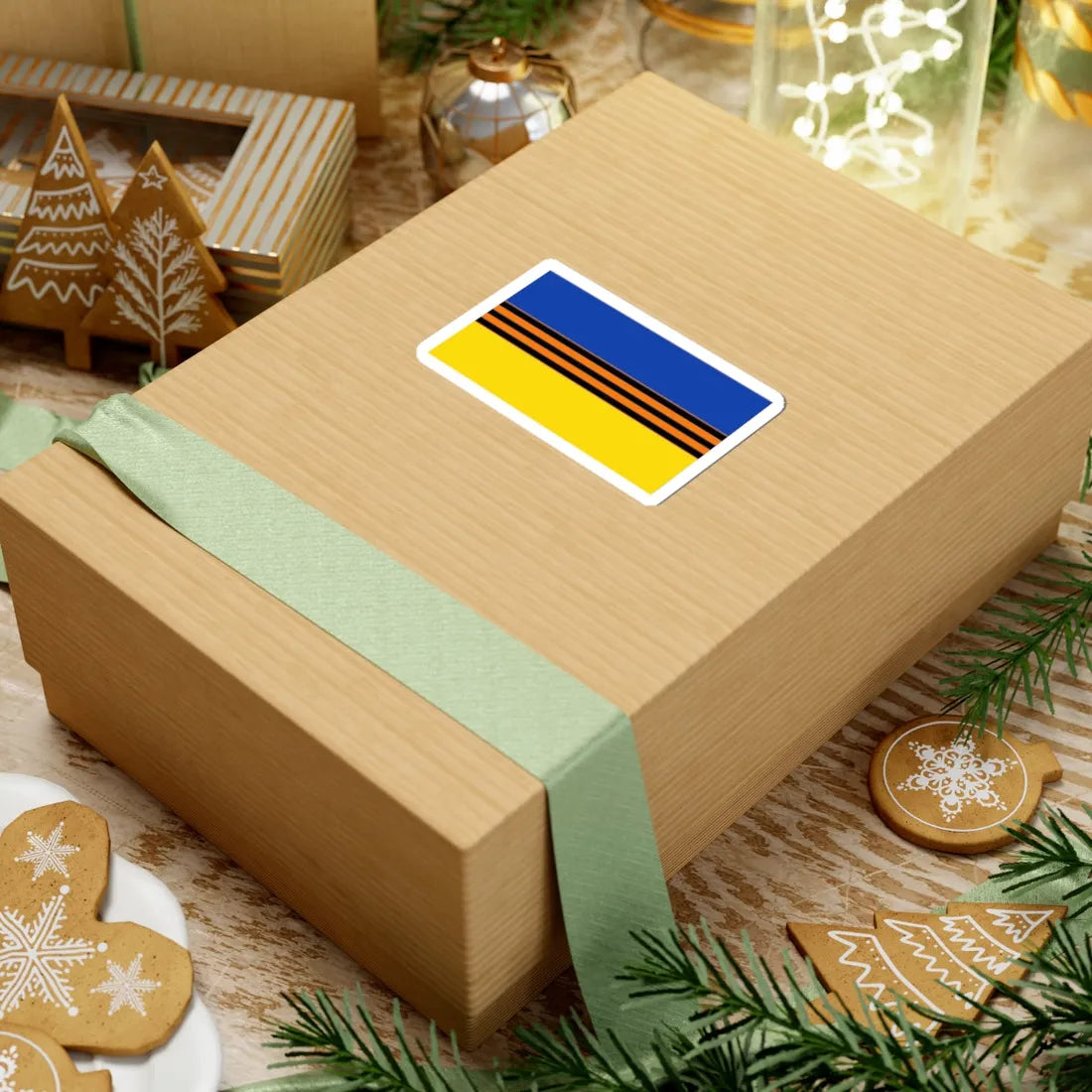 Flag of Ukraine with St. George Ribbon (Ukraine) STICKER Vinyl Kiss-Cut Decal - The Sticker Space