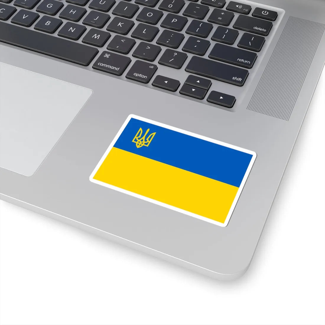Flag of Ukraine with the Trident of Ukraine (Ukraine) STICKER Vinyl Kiss-Cut Decal - The Sticker Space