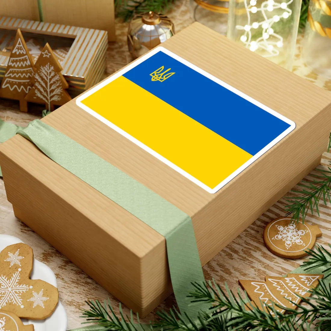 Flag of Ukraine with Tryzub (Ukraine) STICKER Vinyl Kiss-Cut Decal - The Sticker Space