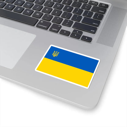 Flag of Ukraine with Tryzub (Ukraine) STICKER Vinyl Kiss-Cut Decal - The Sticker Space
