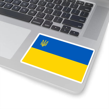 Flag of Ukraine with Tryzub (Ukraine) STICKER Vinyl Kiss-Cut Decal - The Sticker Space