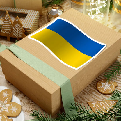 Flag of Ukraine with waves and gradient (Ukraine) STICKER Vinyl Kiss-Cut Decal - The Sticker Space