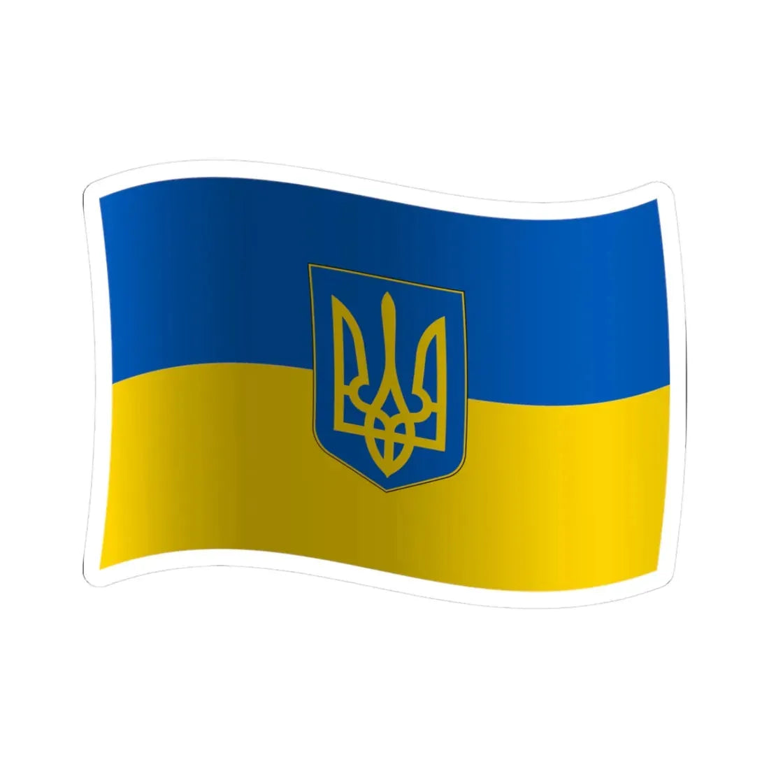 Flag of Ukraine with waves and gradient with coat of arms (Ukraine) STICKER Vinyl Kiss-Cut Decal 3 Inch White - The Sticker Space