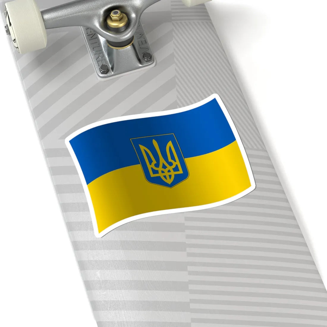 Flag of Ukraine with waves and gradient with coat of arms (Ukraine) STICKER Vinyl Kiss-Cut Decal - The Sticker Space