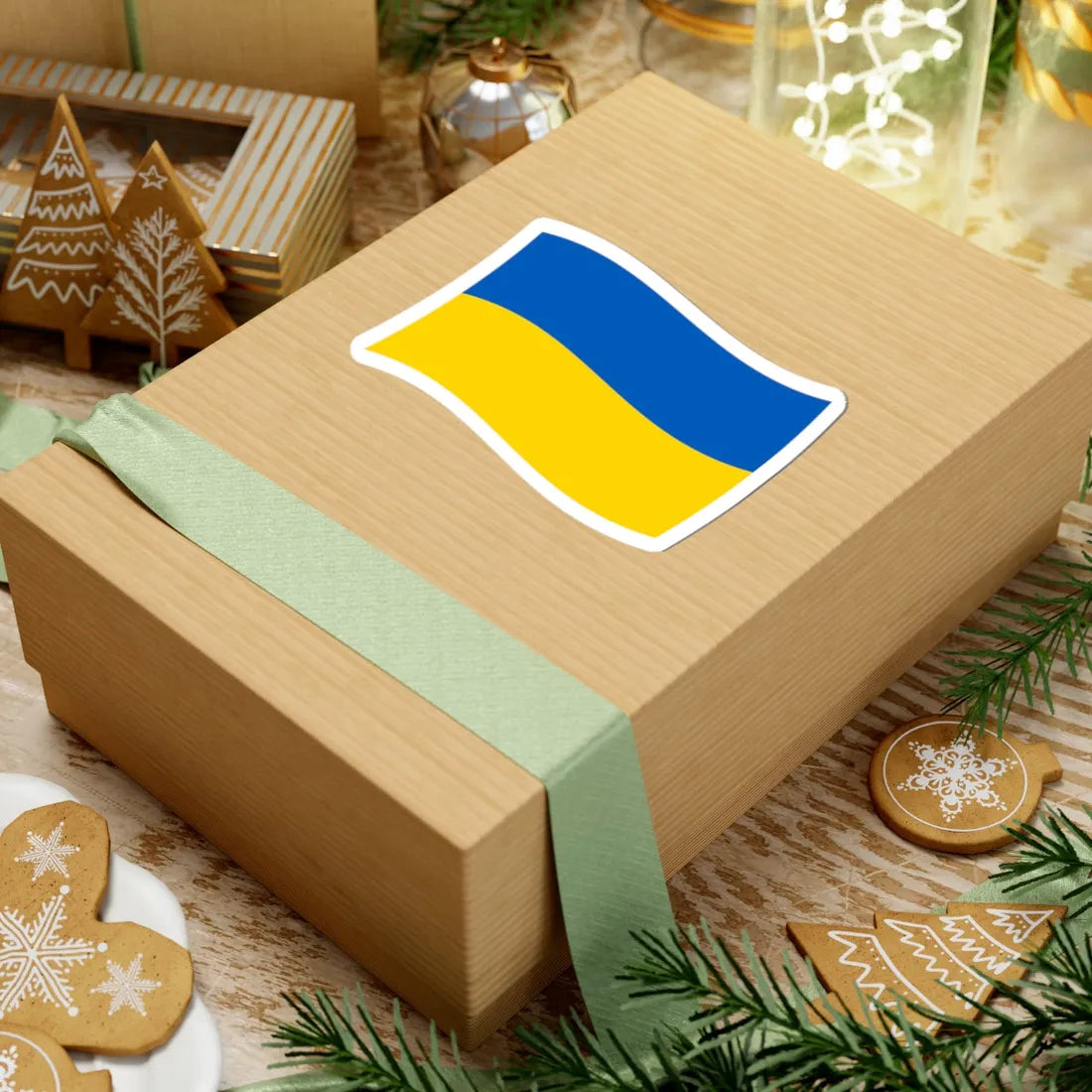 Flag of Ukraine with waves (Ukraine) STICKER Vinyl Kiss-Cut Decal - The Sticker Space