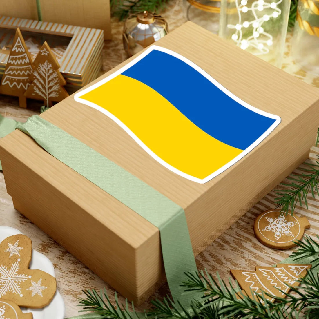 Flag of Ukraine with waves (Ukraine) STICKER Vinyl Kiss-Cut Decal - The Sticker Space