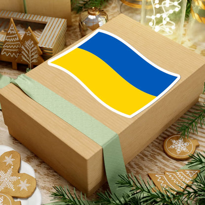 Flag of Ukraine with waves (Ukraine) STICKER Vinyl Kiss-Cut Decal - The Sticker Space