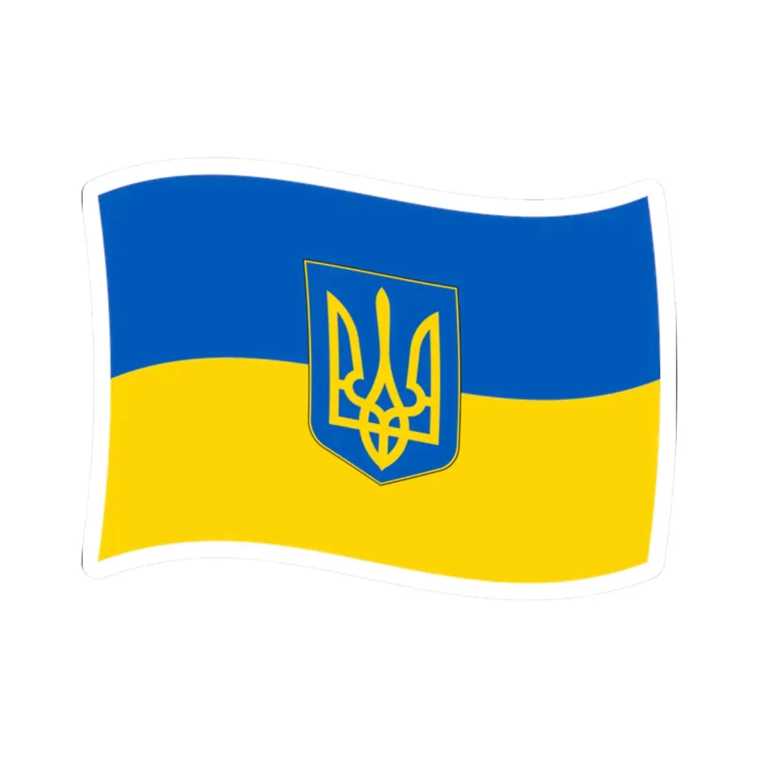 Flag of Ukraine with waves with coat of arms (Ukraine) STICKER Vinyl Kiss-Cut Decal 2 Inch White - The Sticker Space