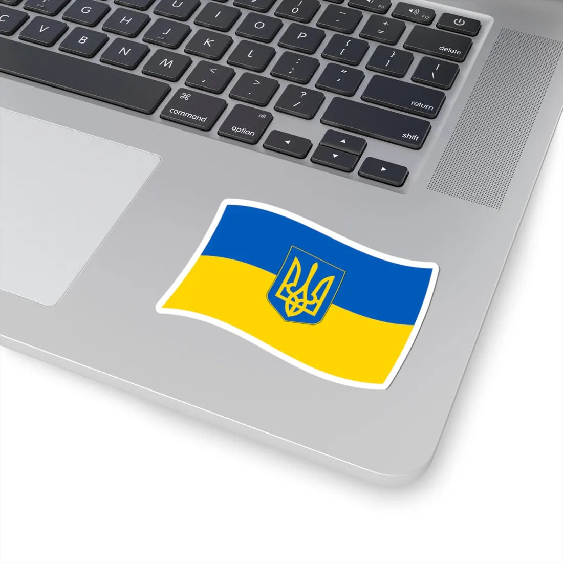 Flag of Ukraine with waves with coat of arms (Ukraine) STICKER Vinyl Kiss-Cut Decal - The Sticker Space