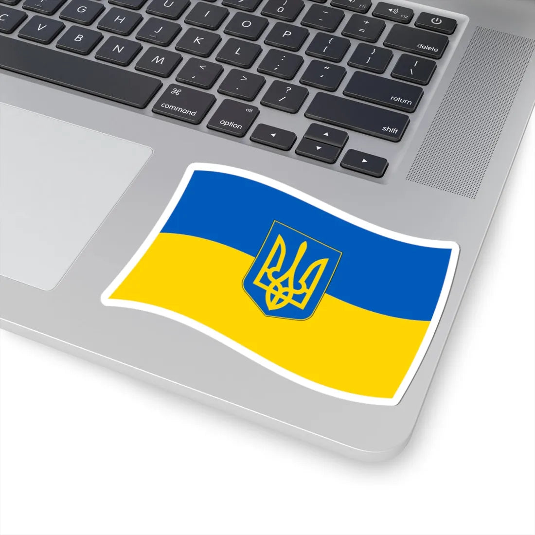 Flag of Ukraine with waves with coat of arms (Ukraine) STICKER Vinyl Kiss-Cut Decal - The Sticker Space
