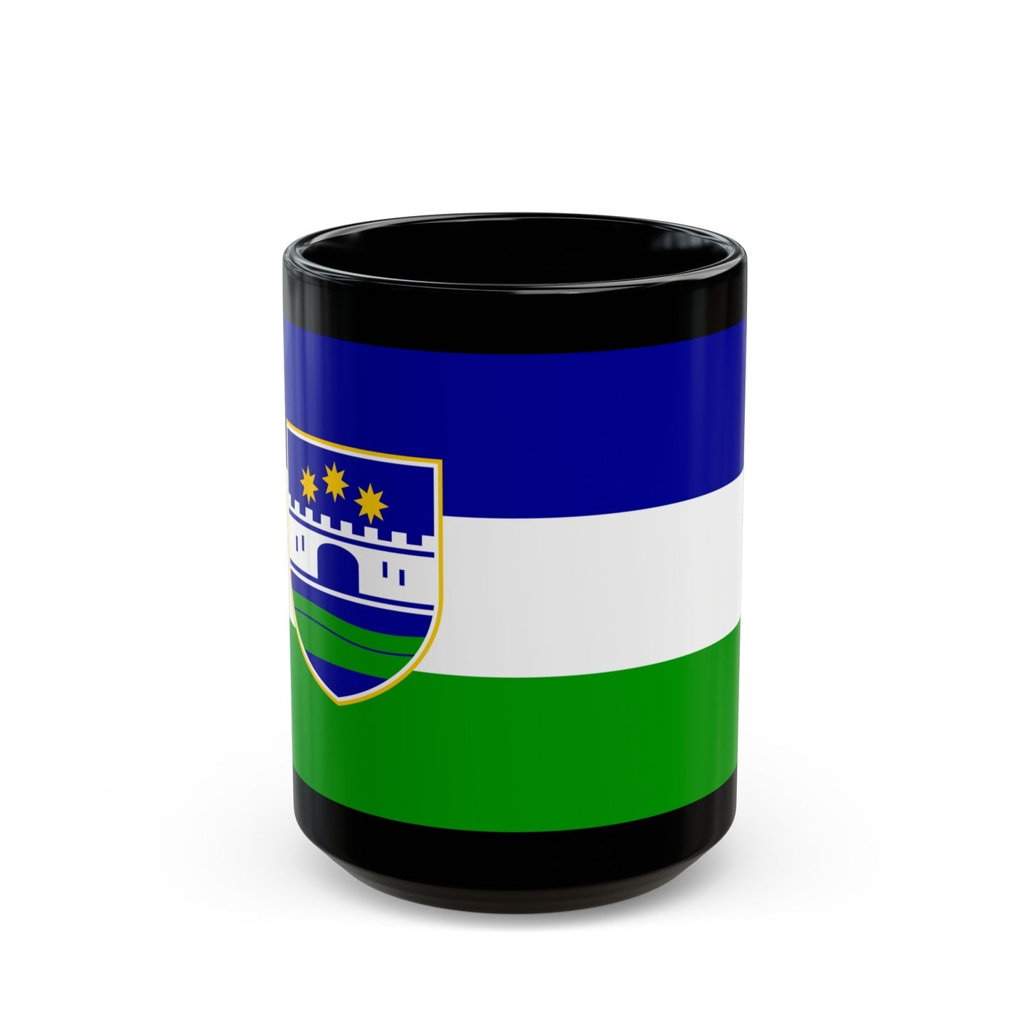 Flag of Una Sana Canton Bosnia and Herzegovina - Black Coffee Mug-15oz-The Sticker Space