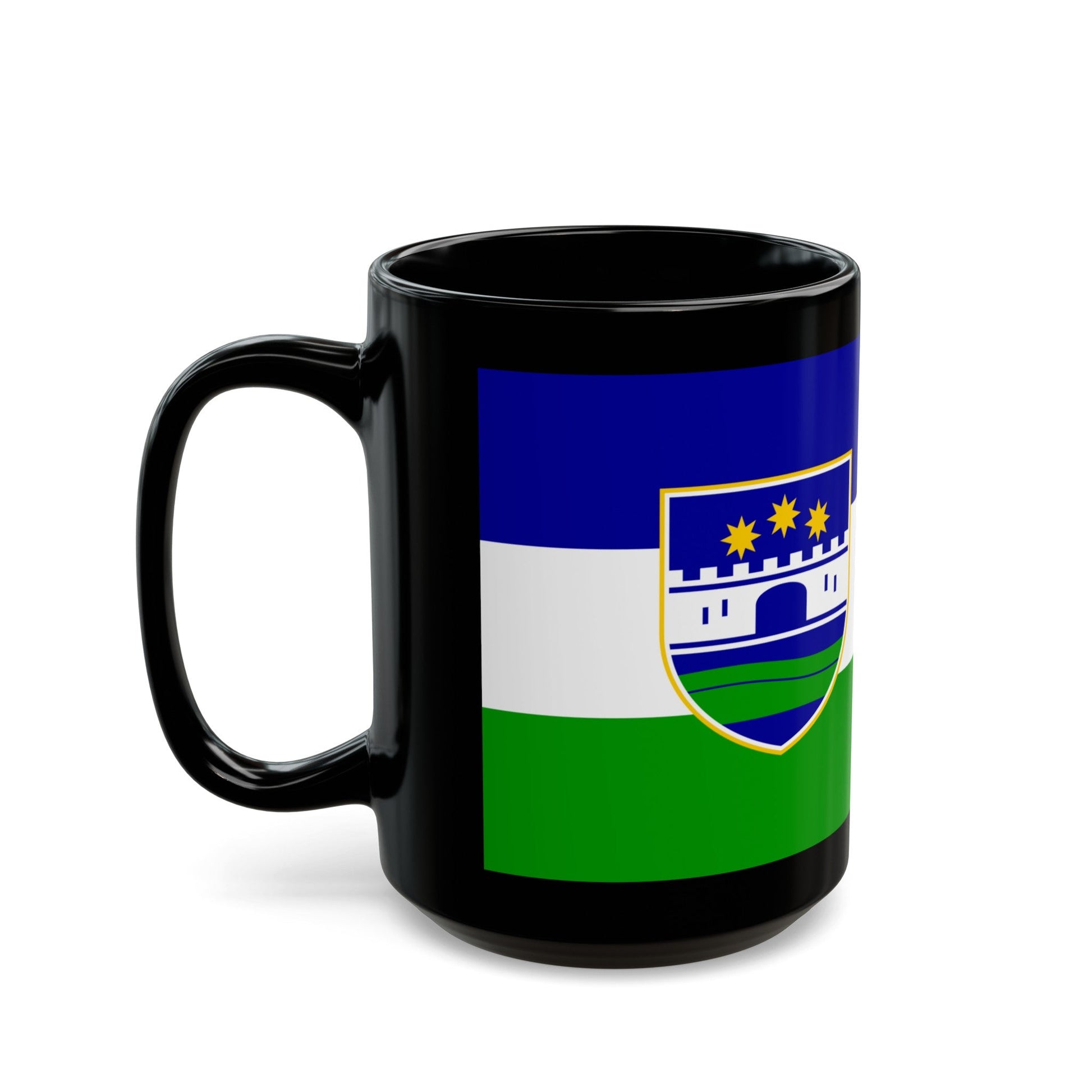 Flag of Una Sana Canton Bosnia and Herzegovina - Black Coffee Mug-The Sticker Space