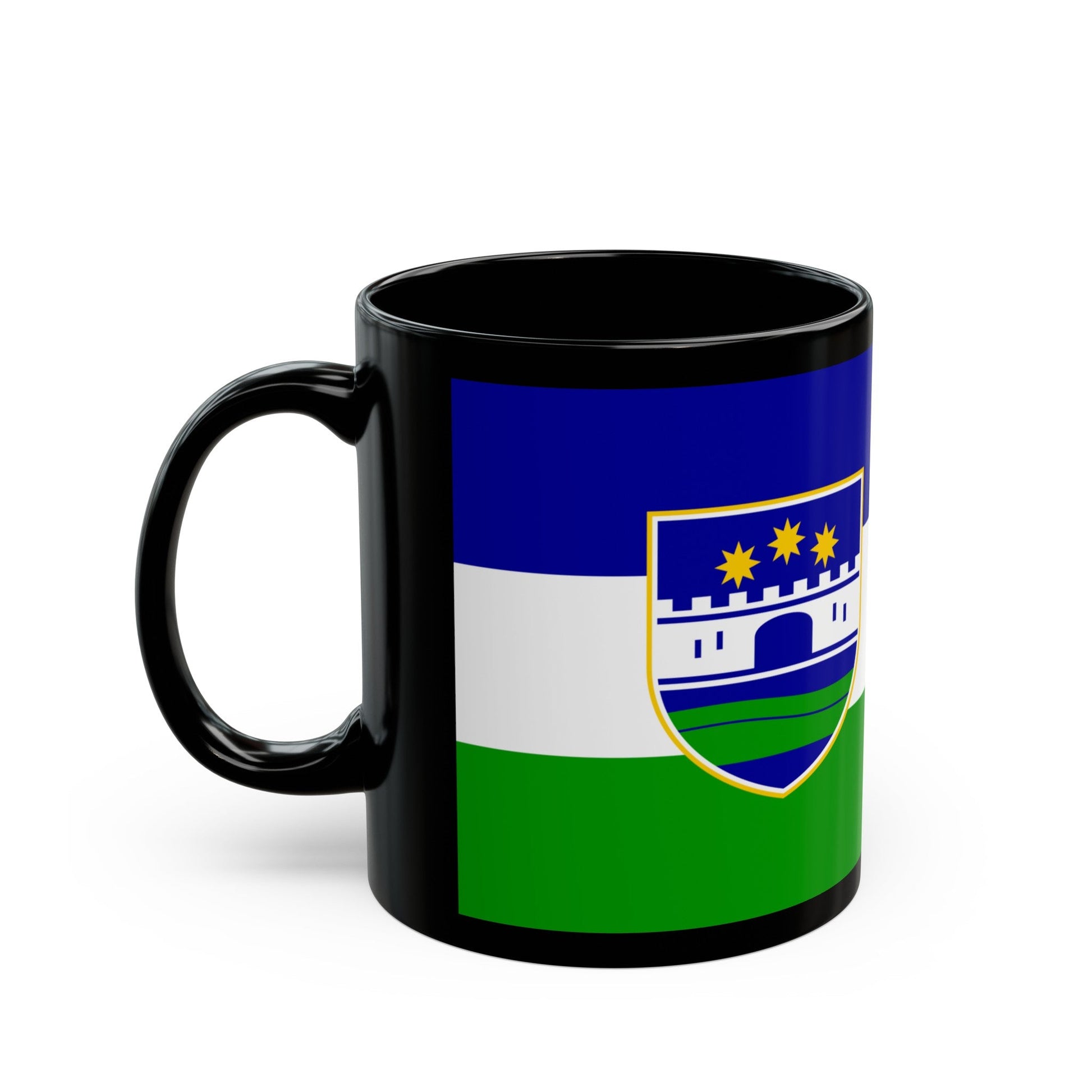 Flag of Una Sana Canton Bosnia and Herzegovina - Black Coffee Mug-The Sticker Space