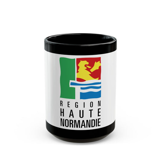 Flag of Upper Normandy France 2 - Black Coffee Mug-15oz-The Sticker Space