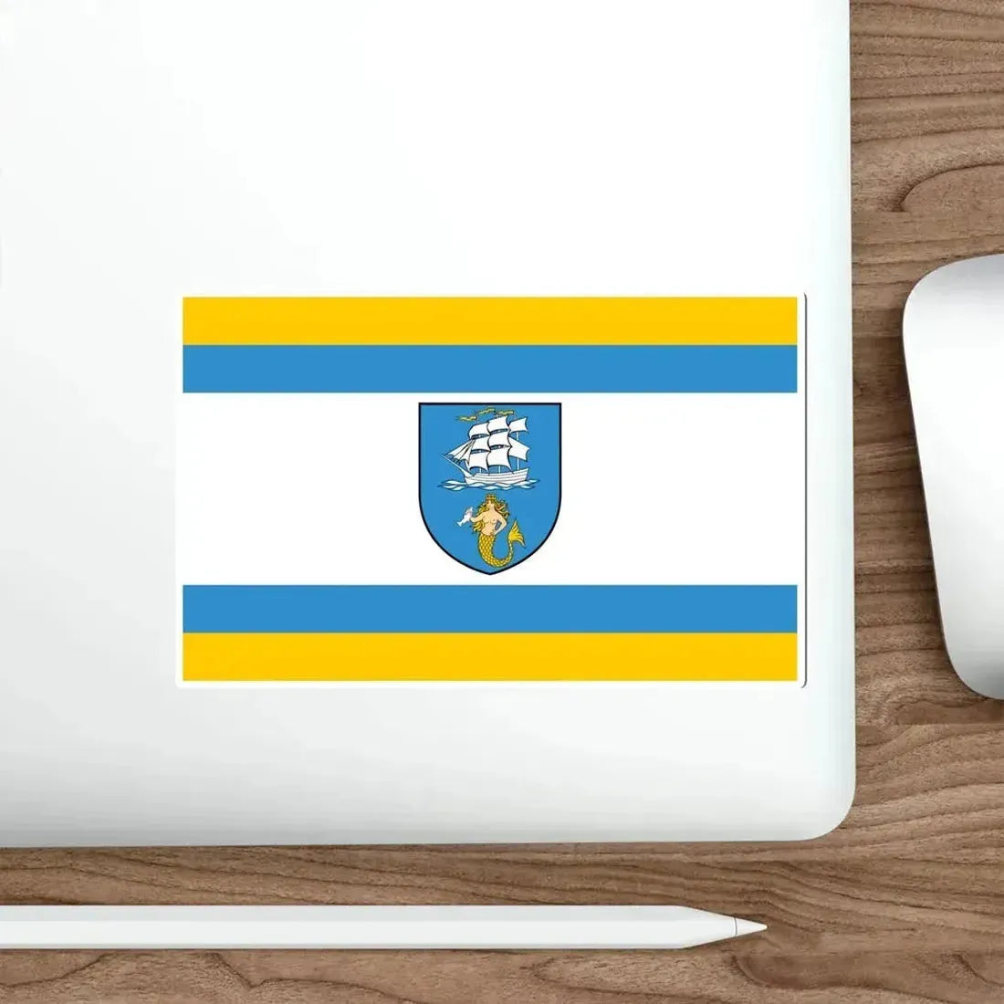 Flag of Ustka Poland STICKER Vinyl Die-Cut Decal - The Sticker Space
