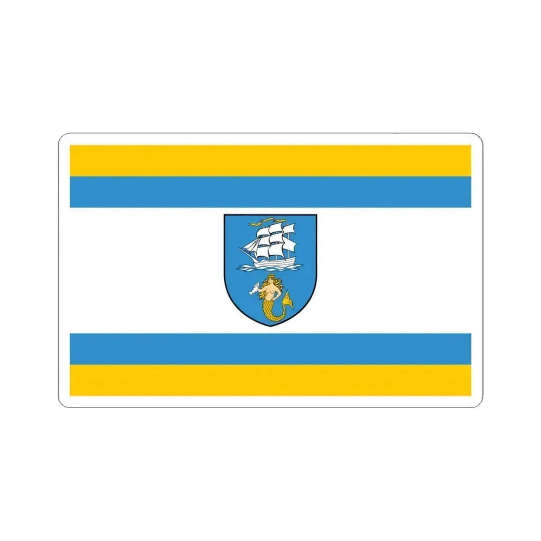 Flag of Ustka Poland - STICKER Vinyl Kiss-Cut Decal 6 Inch White - The Sticker Space