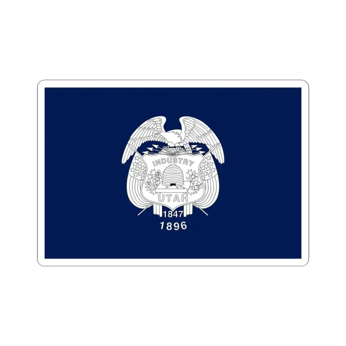 Flag of Utah 1911-1913 (United States) STICKER Vinyl Kiss-Cut Decal 4 Inch White - The Sticker Space