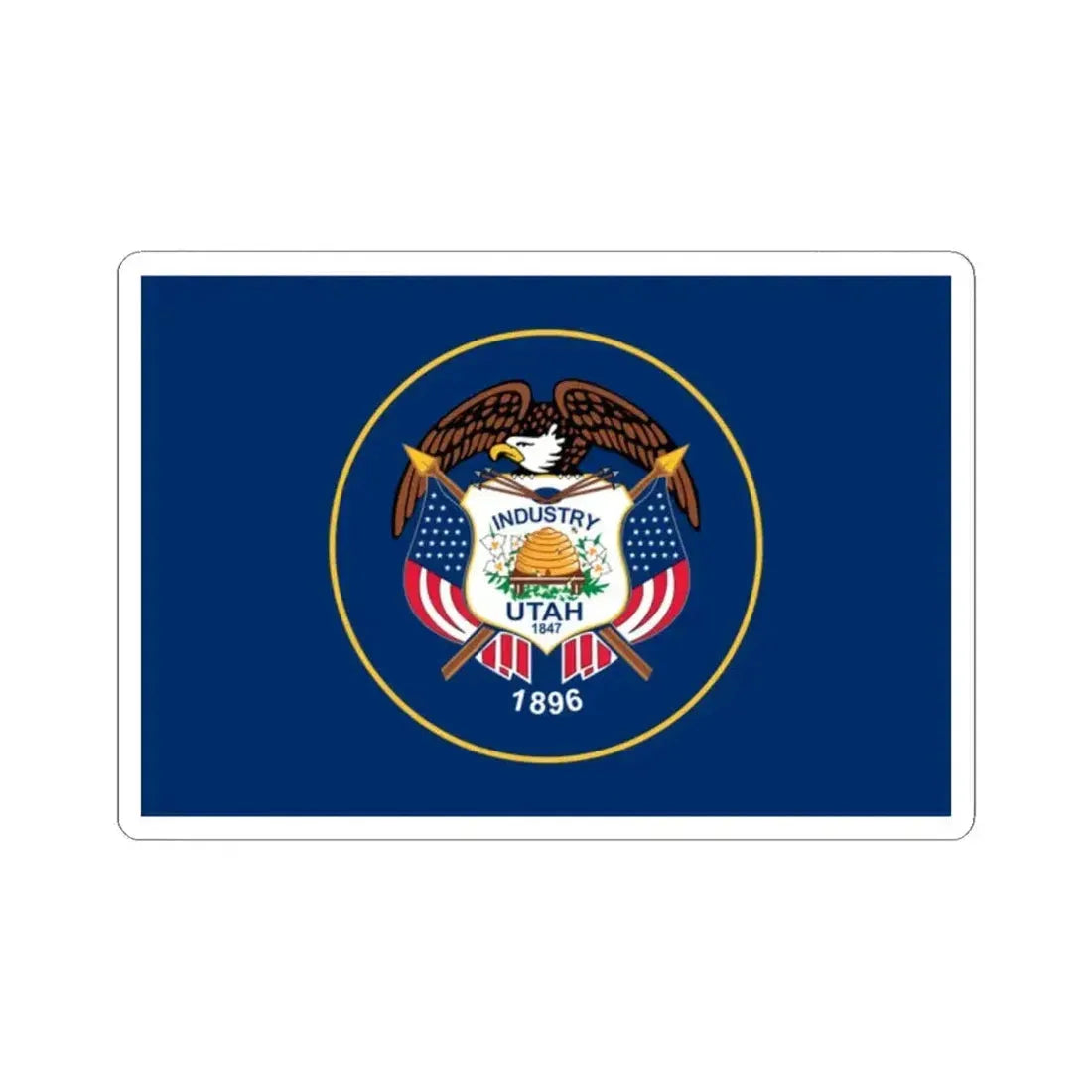 Flag of Utah 2011-2024 3-2 (United States) STICKER Vinyl Kiss-Cut Decal 2 Inch White - The Sticker Space