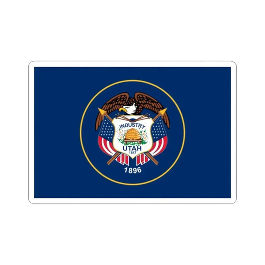 Flag of Utah 2011-2024 3-2 (United States) STICKER Vinyl Kiss-Cut Decal 2 Inch White - The Sticker Space
