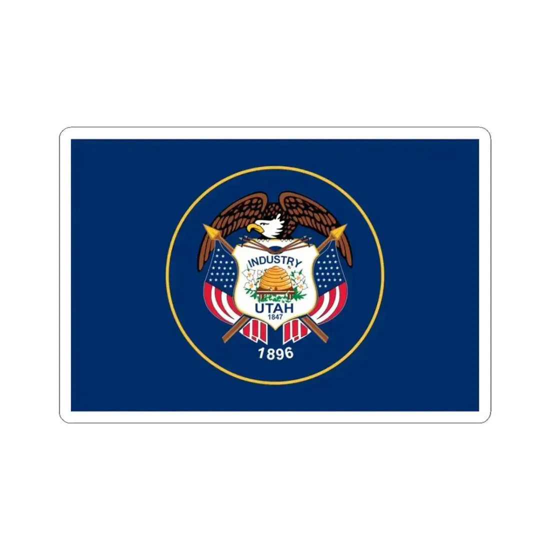 Flag of Utah 2011-2024 3-2 (United States) STICKER Vinyl Kiss-Cut Decal 3 Inch White - The Sticker Space