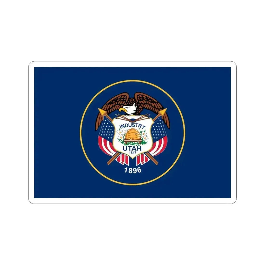 Flag of Utah 2011-2024 3-2 (United States) STICKER Vinyl Kiss-Cut Decal 4 Inch White - The Sticker Space