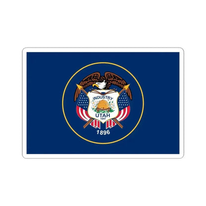 Flag of Utah 2011-2024 3-2 (United States) STICKER Vinyl Kiss-Cut Decal 4 Inch White - The Sticker Space